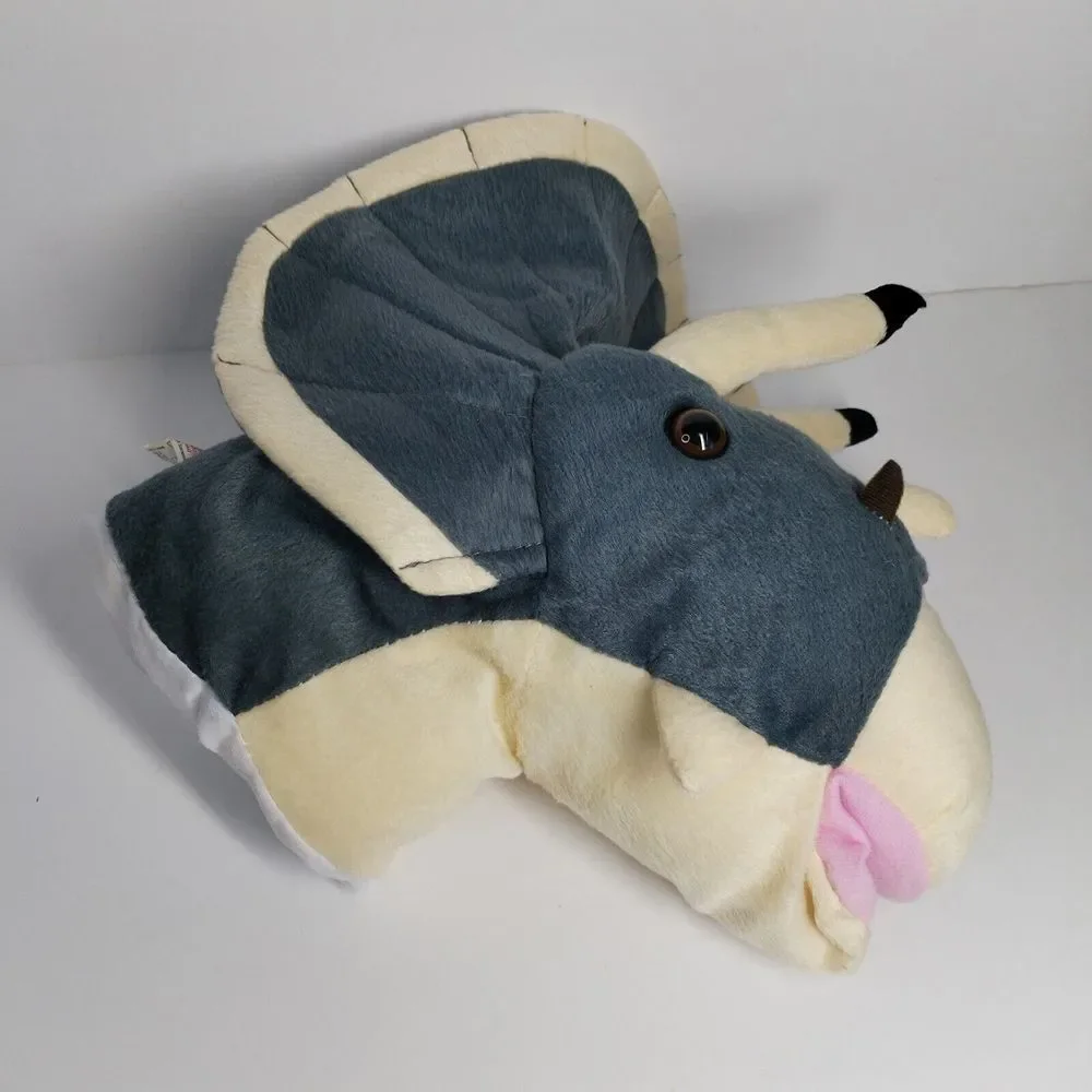 Sherwood‎ Brands Hand Puppet Dinosaur Triceratops 2008 Gray plush 12 inch